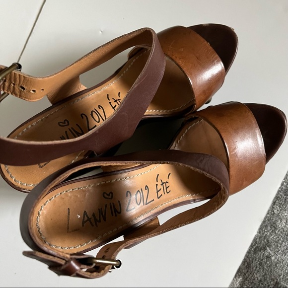 Lanvin 2 tone brown wedge sandals - Picture 2 of 8